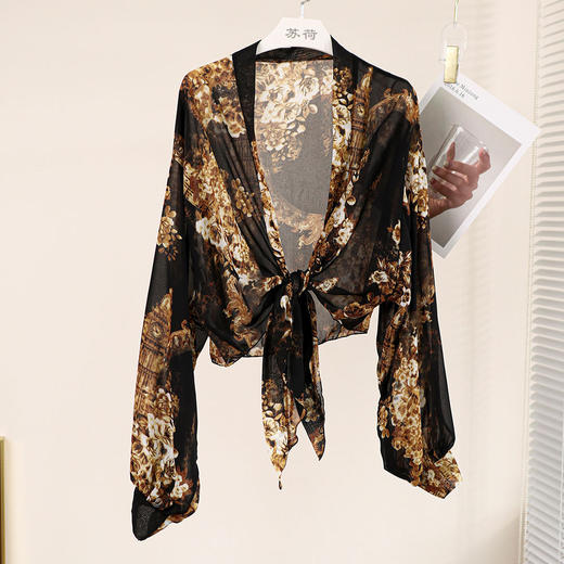 雀说 防晒披肩时尚印花宫廷袖时尚外披 商品图4