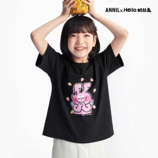 【100%棉/奶丝兔】女童吸汗透气女印花圆领短袖T恤夏季新款安奈儿童装EG521233&EG521234&EG521236 商品图0