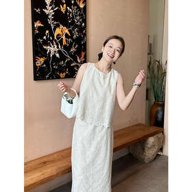 2507503    雏菊刺绣长裙套装（上衣+裙子）