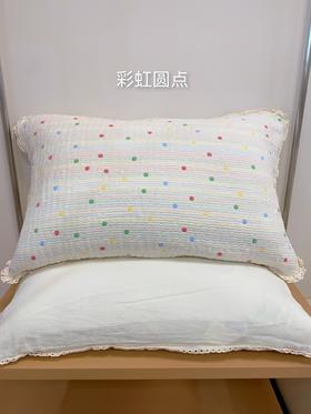松植屋轻羽棉纱枕巾/枕套100%全棉纱布A类新疆长绒棉纱布正反两面可用吸湿透气四季通用