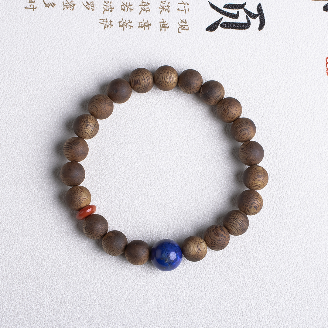 XY0495沉香+青金石南红手串