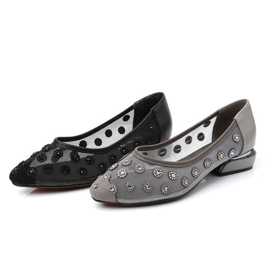 丁摩 烫钻镂空女网鞋新款夏季镂空单鞋女平底透气凉鞋软底鞋子5ZF-8066 商品图4