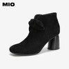 MIO米奥时装靴粗跟圆头拉链增高女靴马丁靴短筒靴子M255603043 商品缩略图0