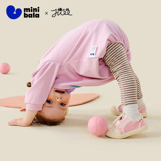 迷你巴拉女童宝宝长袖包屁连体衣条纹打底裤两件套装秋季新款 商品图1