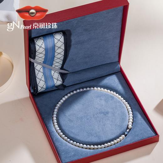 【赠丝巾】京润珍珠缘梦淡水珍珠 7.3-8.3mm 馒头形 圆润细腻 强光级别 商品图1