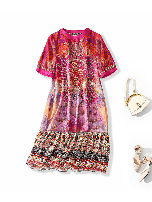 丁摩 定位印花真丝连衣裙80087 商品图5