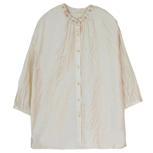 牧衣游原创 柞蚕丝机绣衬衫新款禅意简朴中式风百搭衬衣 一城月色 商品图4