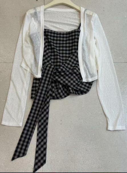 【门店同款】ENJOY秋季格子绑带吊带两件套 163993300 商品图0