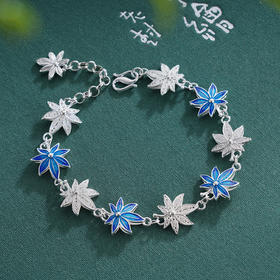 子佩集S990银【枫光旖旎】手链【DSSL002】纯银花丝珐琅彩枫叶原创作品2506