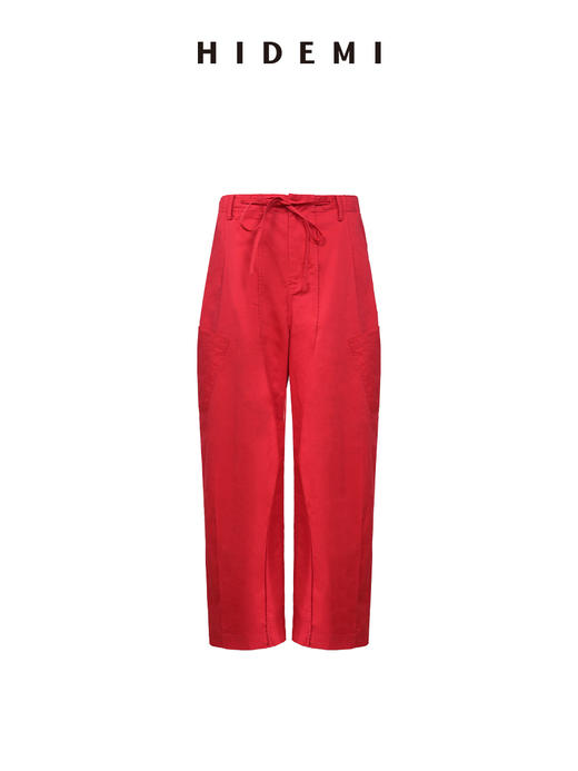 HIDEMI 极简抽绳设计感自然棉超舒适弯刀锥形长裤 商品图6