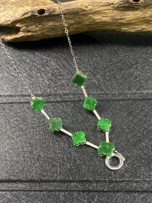 【FC0088】18K金镶嵌翡翠阳绿四叶草万能链  色泽阳绿 款式精美 商品图3