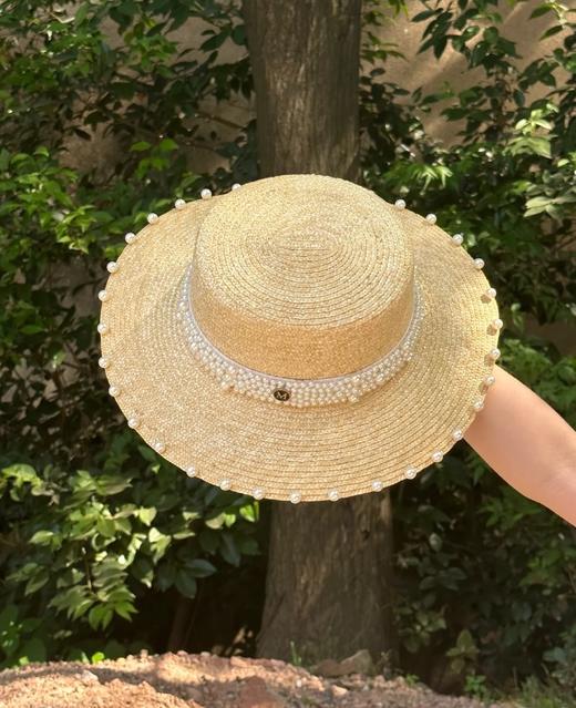 优雅法式珍珠草帽夏天遮阳防晒太阳帽旅游度假连衣裙CP 商品图13