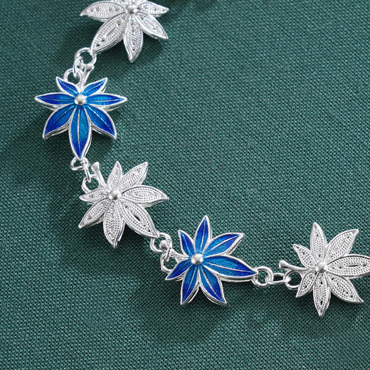 子佩集S990银【枫光旖旎】手链【DSSL002】纯银花丝珐琅彩枫叶原创作品2506 商品图1