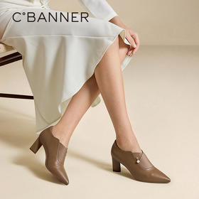 【静音系列】千百度粗高跟踝靴女新款短靴深口单鞋A26171694/A25471695