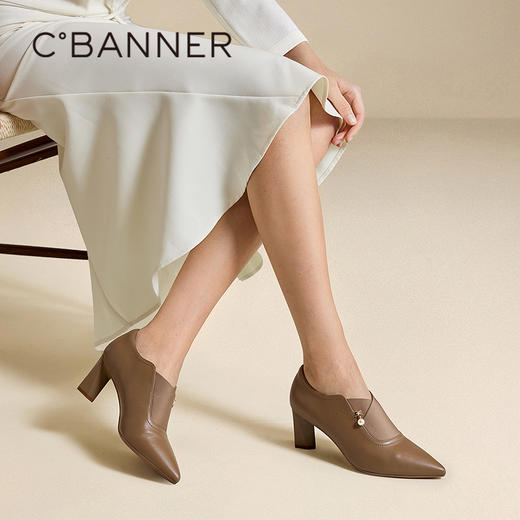 【静音系列】千百度粗高跟踝靴女秋新款短靴深口单鞋A471694/A25471694 商品图1