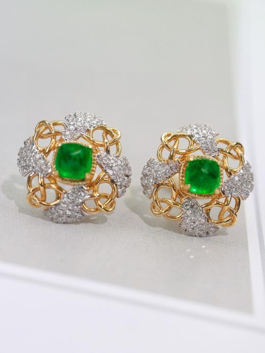 1.5ct糖塔祖母绿耳钉 商品图1