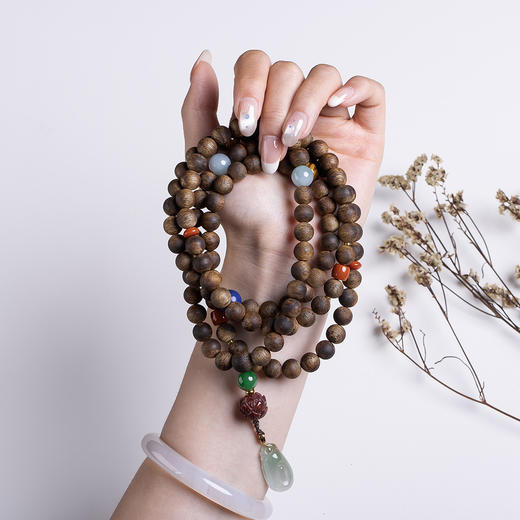 XY0491沉香+翡翠福贝手链项链 商品图8