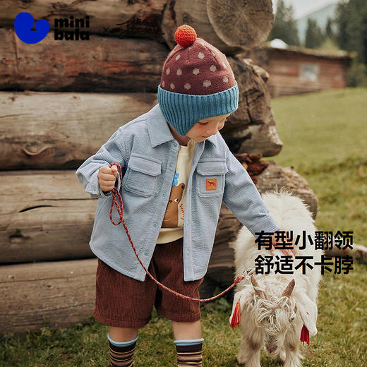 迷你巴拉男童宝宝灯芯绒外套儿童柔软保暖翻秋新款领衬衫上衣 商品图1