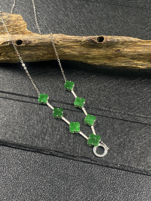 【FC0088】18K金镶嵌翡翠阳绿四叶草万能链  色泽阳绿 款式精美 商品图0