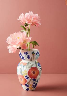 卡尔莫陶瓷手绘植物花卉不规则花瓶