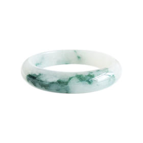 【天然正品】A货翡翠天然细腻正桩无纹裂白底飘蓝花细豆种58.5号翡翠手镯女士现售价：2880！310325AH52