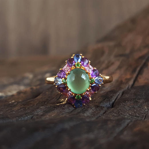 【天然正品】A货翡翠AU750黄金镶天然细腻冰种晴水蛋面翡翠戒指6.4*5.6MM（皆取最大值）15.5号（戒圈可改）女士现售价：3280！310325AH36 商品图4