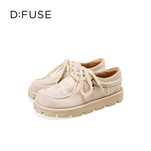 Dfuse迪芙斯2025秋季新款复古休闲乐福鞋玫瑰花心形扣系带袋鼠鞋DFD3112054 商品图7