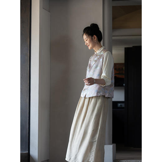 牧衣游原创 重磅怡红快绿织锦马夹文艺复古禅意新中式开衫 半边海 商品图3