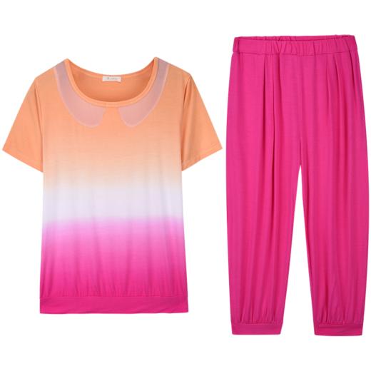 I‘d爱帝夏季薄款女士时尚渐变清荷韵染短袖家居服套装 商品图4