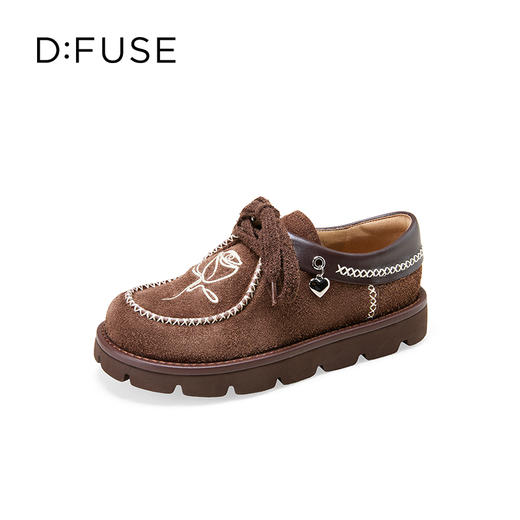 Dfuse迪芙斯2025秋季新款复古休闲乐福鞋玫瑰花心形扣系带袋鼠鞋DFD3112054 商品图11
