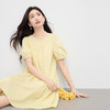 【07/30新品6.5折】熙世界淡人穿搭法式泡泡袖圆领连衣裙女夏季独特漂亮黄色宽松裙子 商品缩略图3