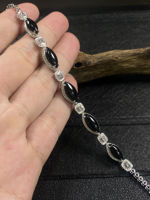 【FC0085】18K金镶嵌墨翠马眼手链 漆黑发亮 款式精美 商品图3