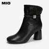 MIO米奥时装靴冬新款圆头高跟厚底百搭绒面瘦瘦靴羊皮短筒靴M255603055 商品缩略图0