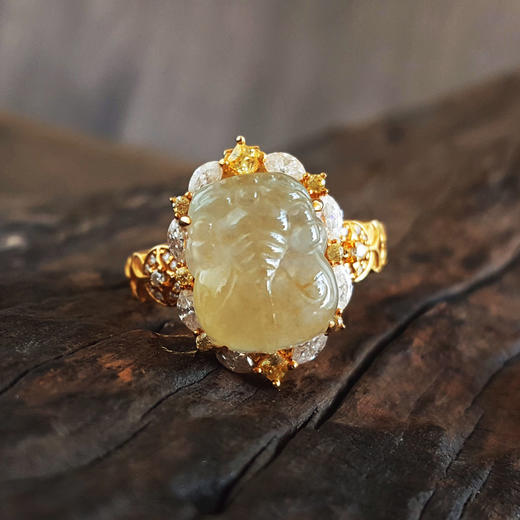 【天然正品】A货翡翠AU750黄金镶天然细腻冰种瑞兽（招财）翡翠戒指项链两用款12.8*10.5MM（皆取最大值）18.5号（戒圈可改）女士现售价：5980！260625AH30 商品图4