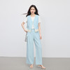 【07/30新品6.5折】熙世界小香风套装女夏季高级感天丝亚麻花边马甲休闲阔腿裤两件套 商品缩略图3