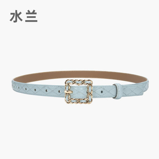 雀说 复古小香风菱格真皮小皮带搭配牛仔裤20863 商品图5