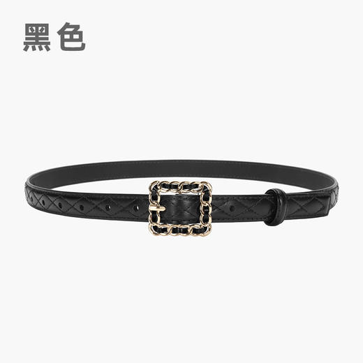 雀说 复古小香风菱格真皮小皮带搭配牛仔裤20863 商品图9