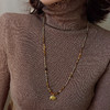 雀说 咖色小象串珠虎眼石项链轻奢小众高级感气质长款高档毛衣链配饰NK433 商品缩略图1