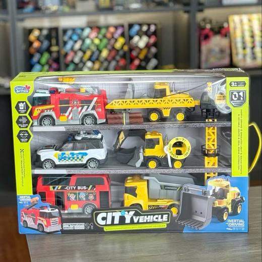 小演员汽车大联盟多功能建筑工程车队吊车起重机喷水消防车警车儿童玩具 商品图4