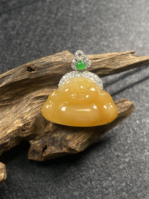 【FC0078】18K金镶嵌翡翠冰黄佛公吊坠 玉质细腻 色泽娇艳  款式精美 商品图3