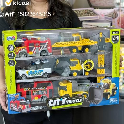 小演员汽车大联盟多功能建筑工程车队吊车起重机喷水消防车警车儿童玩具 商品图0