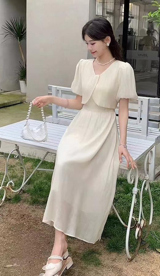 【必入推荐】 吊牌价1688元【MYBL】8631假两件暗纹天丝收腰显瘦连衣裙-喜出 商品图6