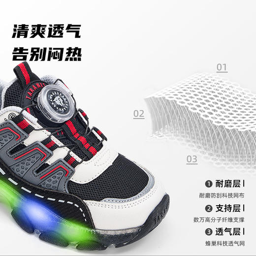 泰兰尼斯儿童闪灯运动鞋秋季新款男童闪灯鞋女童旋钮运动鞋儿童鞋 T01X5C8205 商品图2