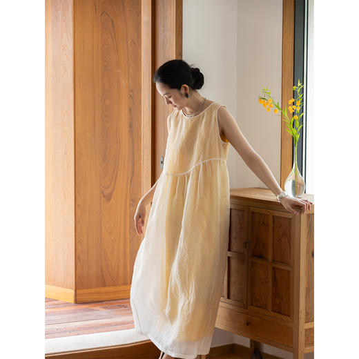 牧衣游原创 11姆米欧根纱真丝连衣裙蓬松气质无袖长裙 月影流纱 商品图1