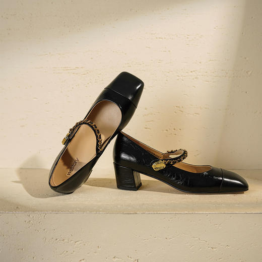 Westory2025年秋季方头中跟玛丽珍单鞋通勤百搭小香风浅口鞋S25CE76101 商品图0