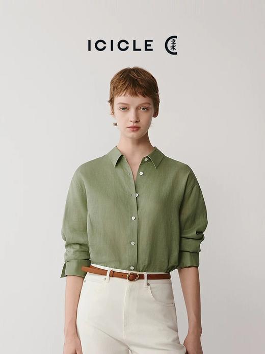 一店d  𝐈𝐂𝐈𝐂𝐋𝐄之禾苎麻衬衫
𝟐𝟓新款 精致女人标配！打破传统衬衫的单调 有弧度的宽松版型 配上苎麻特有的轻盈通透 整体都在散发着随性和自在 商品图0