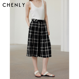 不退不换！尘衣｜25春夏高腰A字立裁宽松格子阔腿裤