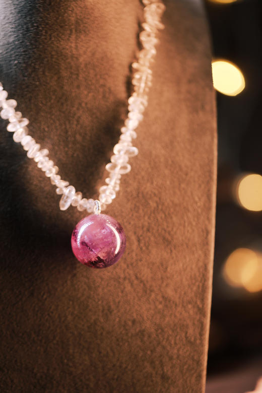 水晶碎晶链配水晶球 珠径2.5cm【器悟雅玩】 商品图1