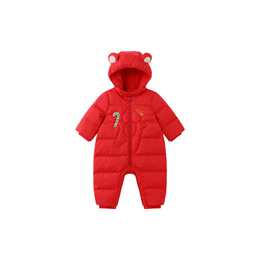 英氏婴儿保暖羽绒服2025冬季新款新年红色外出服宝宝长袖连体衣超韧绒 商品图4