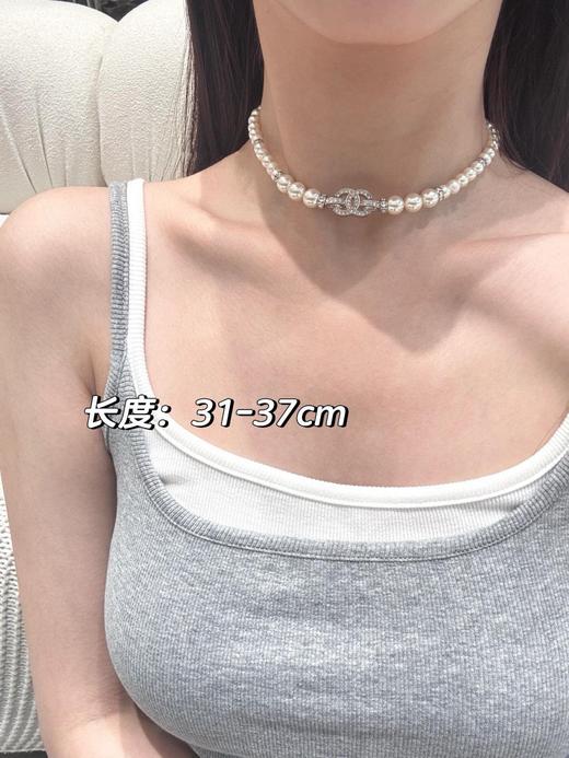 香奈儿 满钻银c珍珠/透明珠项链（XJ） 商品图2